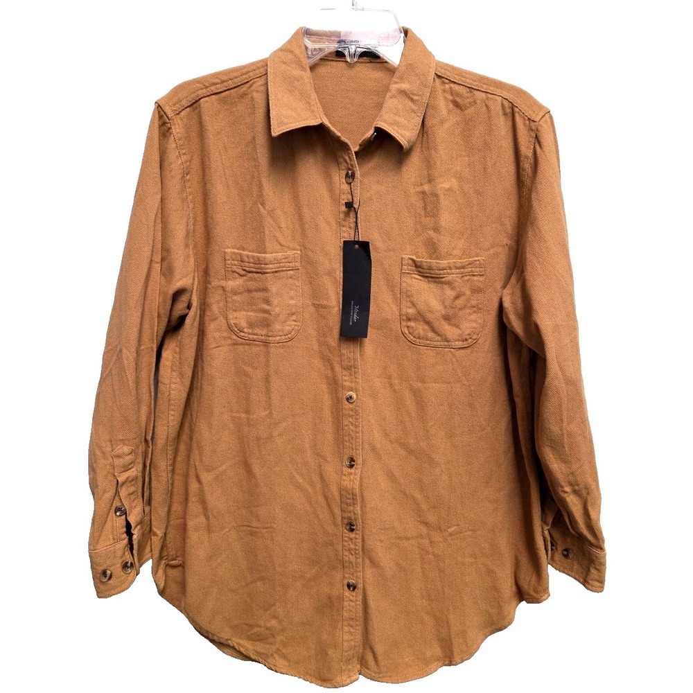 MCEDAR Oversized‎ Shirt Jacket M Brown Button Up Twill Collection VOGUES